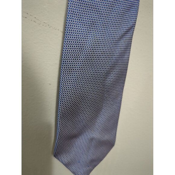 Hickey Freeman Mens Tie Blue Geometric Block Pattern - Picture 3 of 8